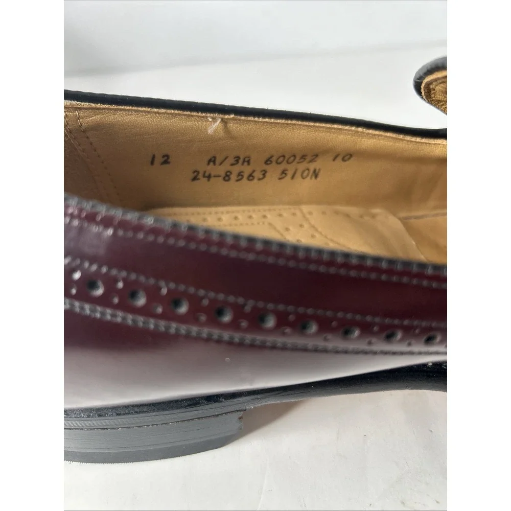 Johnson & Murphy Aristocrat Deerfield Wing Tip Tassel‎ Oxford Sz 12 Burgundy